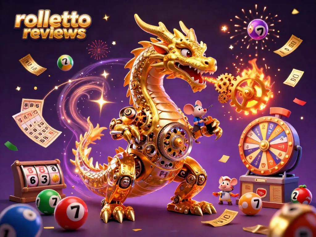 Experience the excitement of rolletto reviews with vibrant casino elements and a magical dragon!