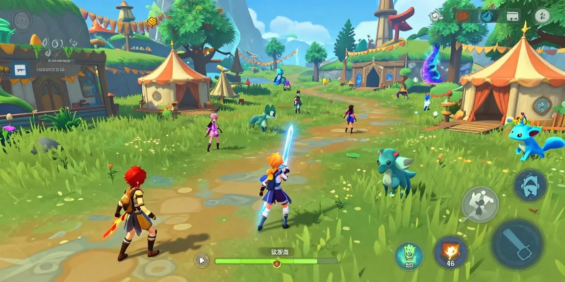 Engaging ero game scene with diverse characters in an adventurous fantasy landscape.