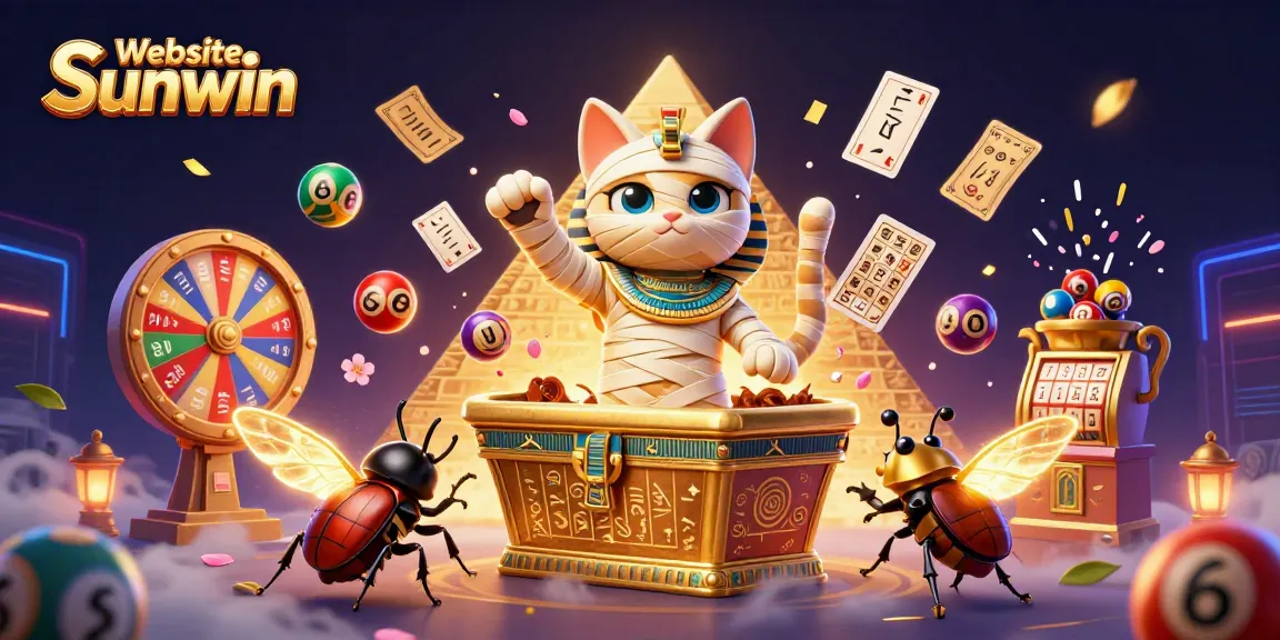 Engage with thrilling games at Website Sunwin with vibrant lottery balls and captivating characters in a dynamic casino scene.