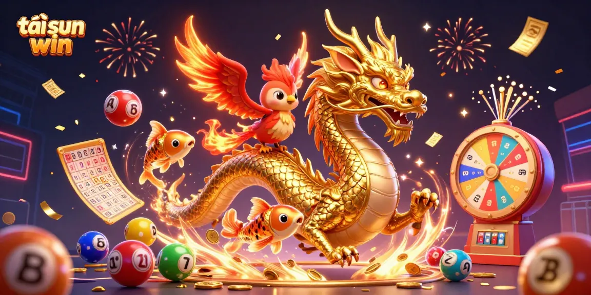 Tải sun win and claim rewards in this vibrant 3D casino illustration showcasing lucky symbols and dynamic elements.