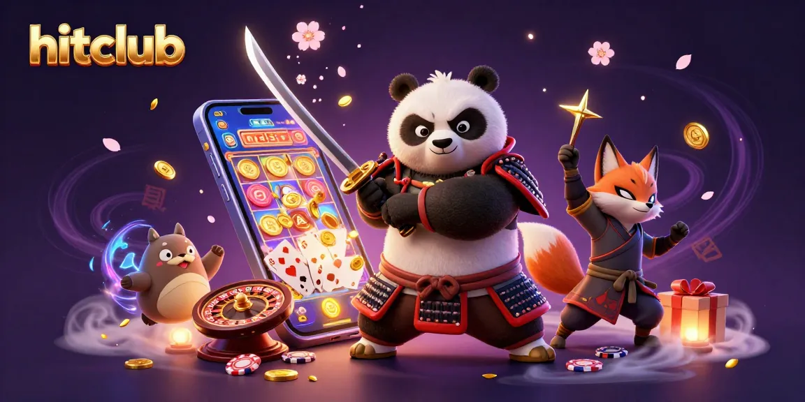 hitclub features thrilling gameplay with samurai panda and ninja fox in a vibrant casino scene
