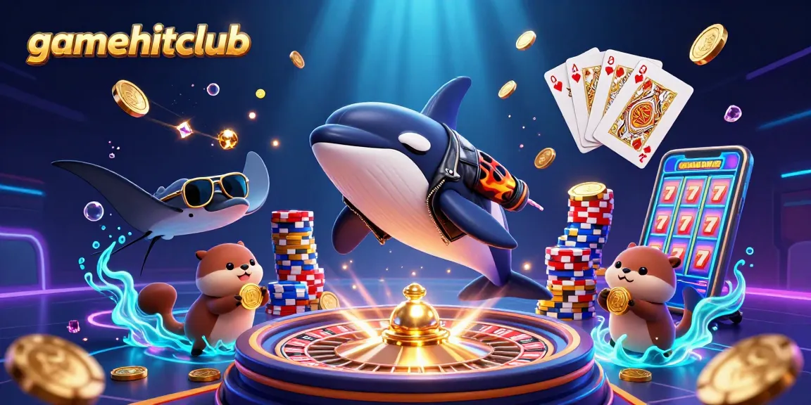 Engage in the excitement of gamehitclub with animated sea creatures, casino elements, and vibrant visuals.
